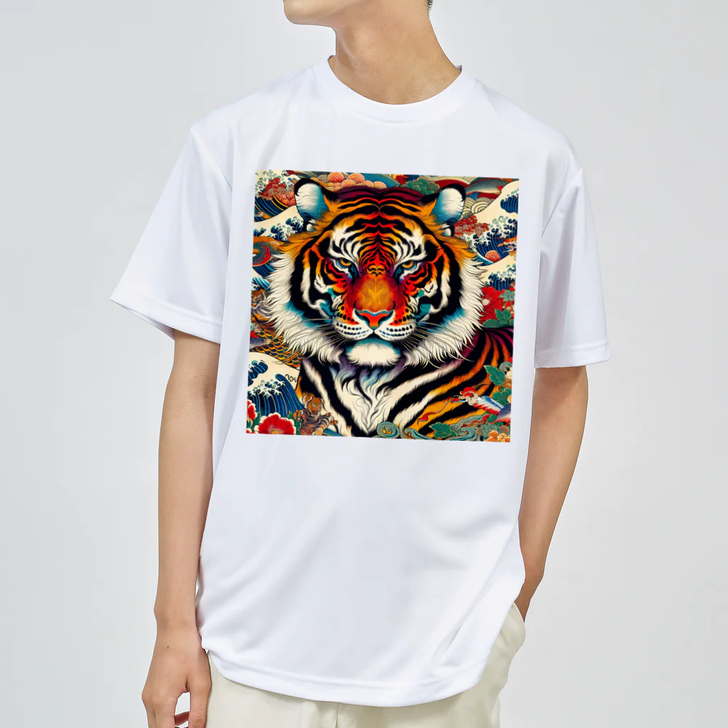 chaochao0701の浮世絵風　虎（顔）"Ukiyo-e style tiger (face)."  "浮世繪風格的虎（臉）。 ドライTシャツ