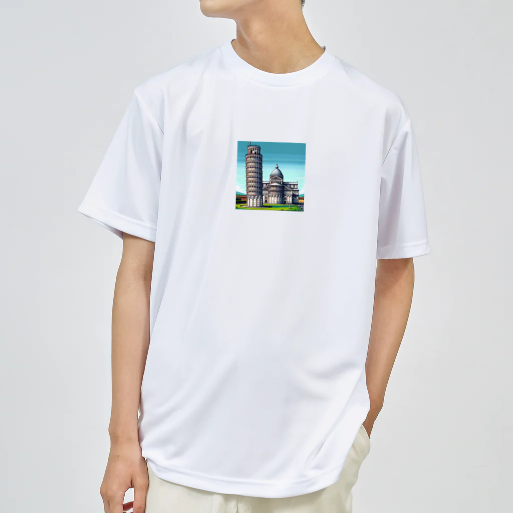 Pixel Art Goodsのピサの斜塔（pixel art） ドライTシャツ