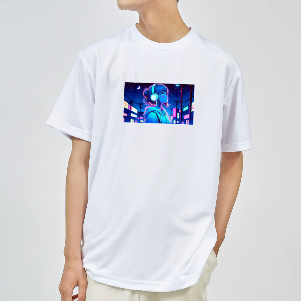 DesignColorsのネオンカラーな夜の少女 Dry T-Shirt