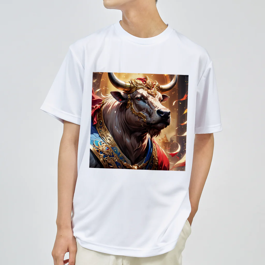 Fujimishokaiの牛の絵　力強く王者のような風格を醸し出しています。 ドライTシャツ