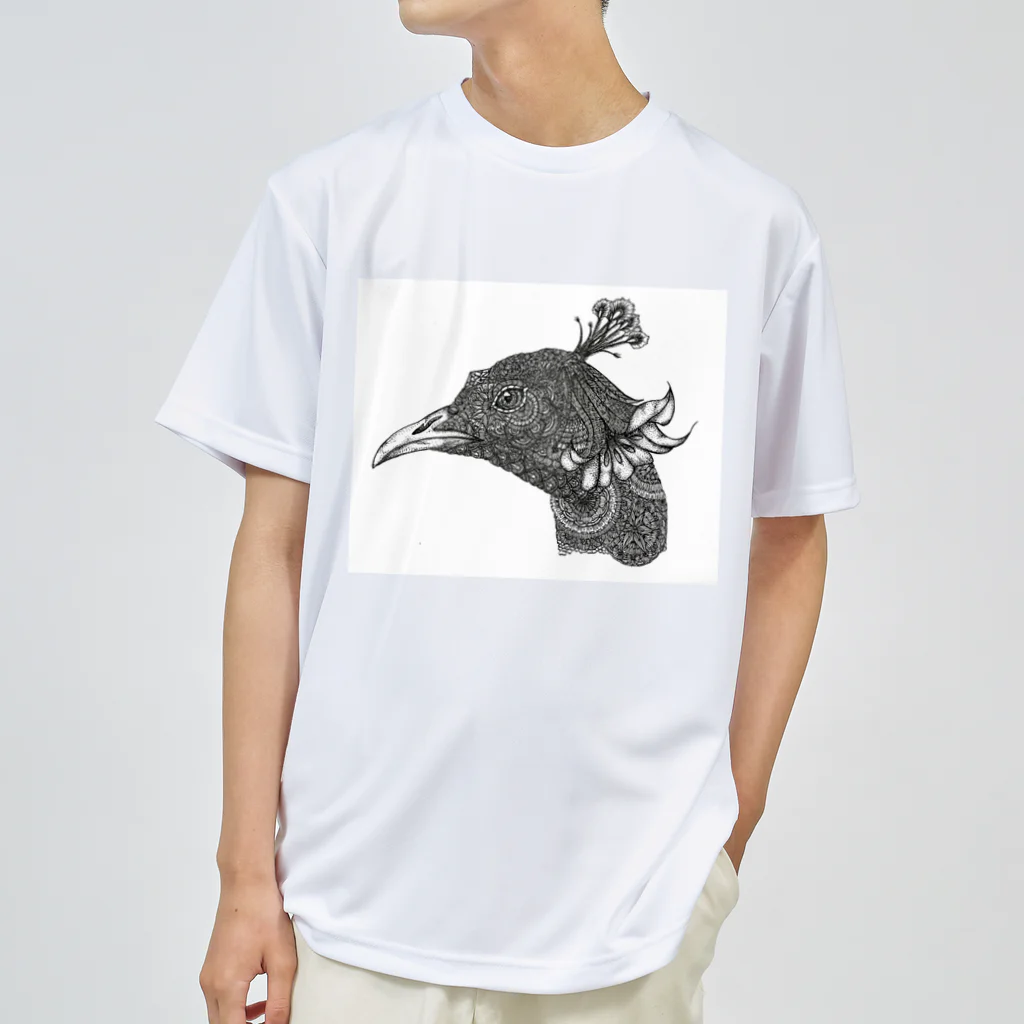 曼荼羅屋のPeacock モノクロームver ドライTシャツ