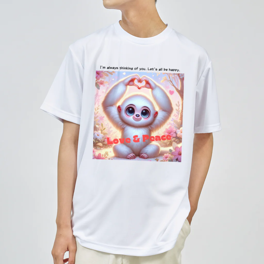 dreamy-designのLOVE&PEACE　シロテナガザルくん Dry T-Shirt