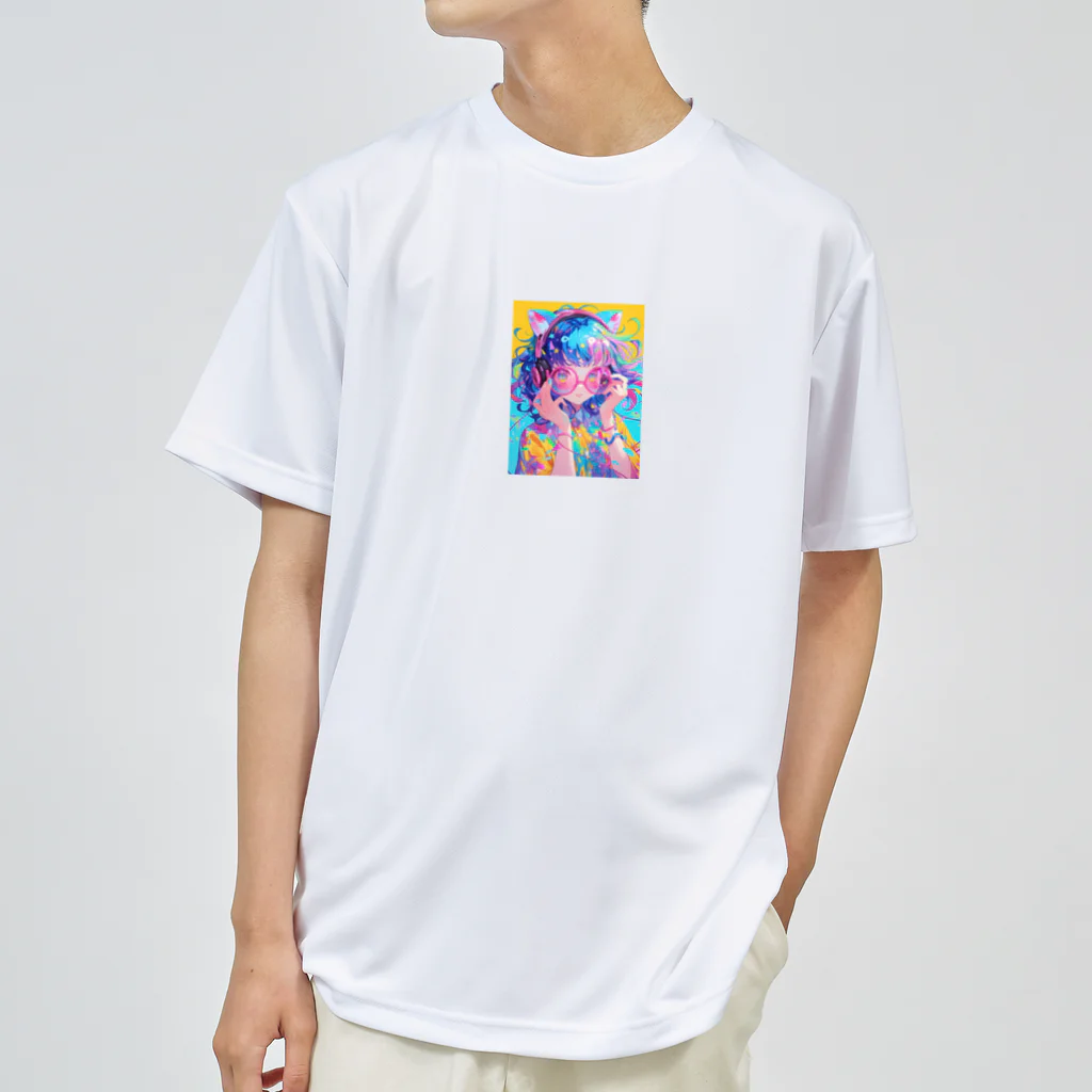 no_mi_Ke08のメガネの可愛い女の子のキャラクター ドライTシャツ