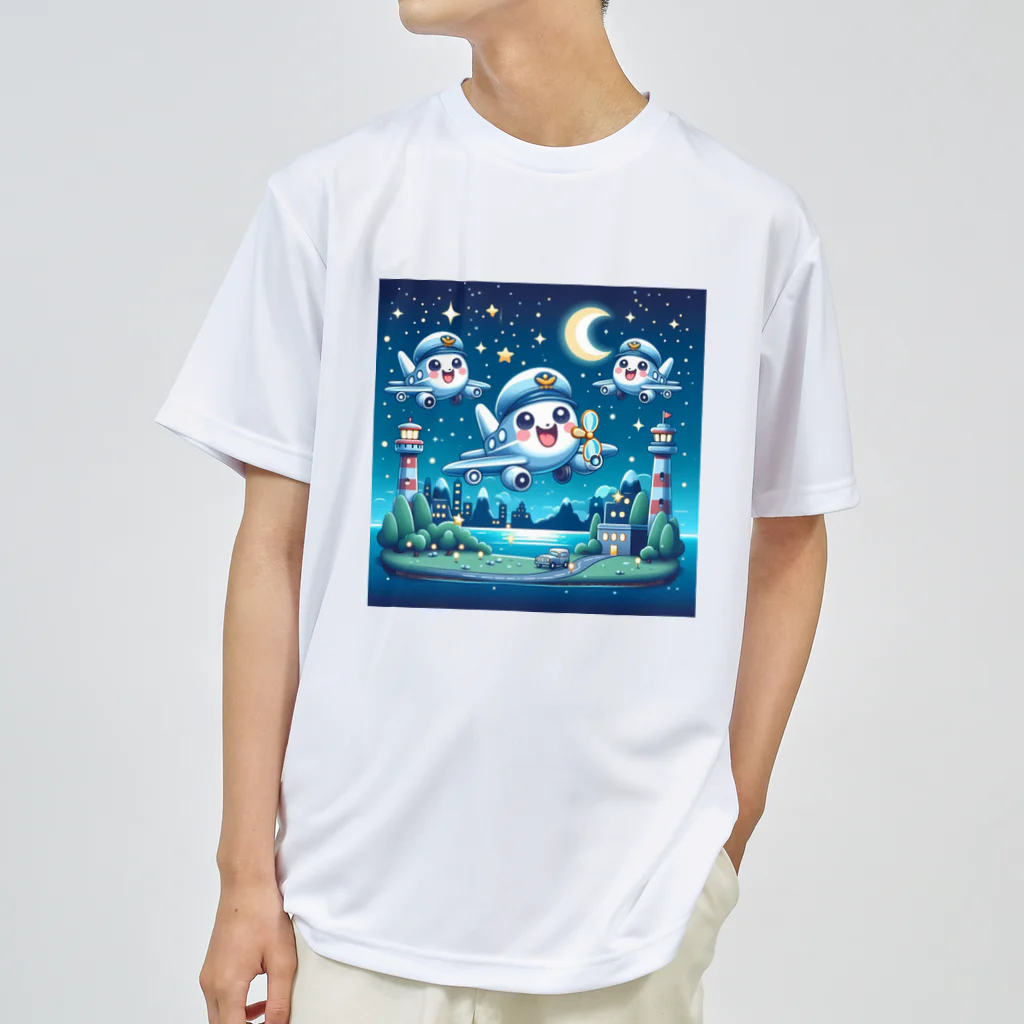 キャラクターズのキラキラ夜景飛行くん ドライTシャツ