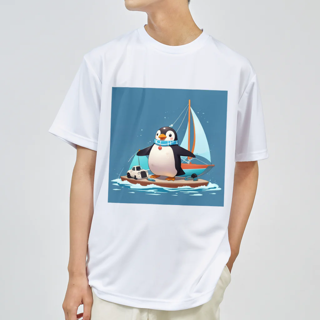 ganeshaのおもちゃのヨットでかわいいペンギンに出会おう ドライTシャツ