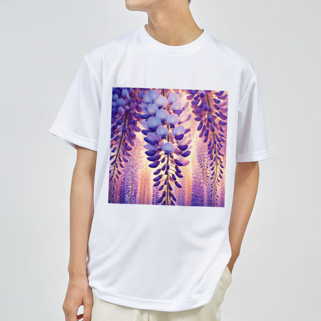 Qten369の藤の花 ドライTシャツ