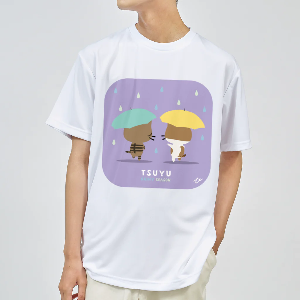 KIJISHIRO'S FACTORYの梅雨の時期に散歩しているキジシロ工場長 ドライTシャツ