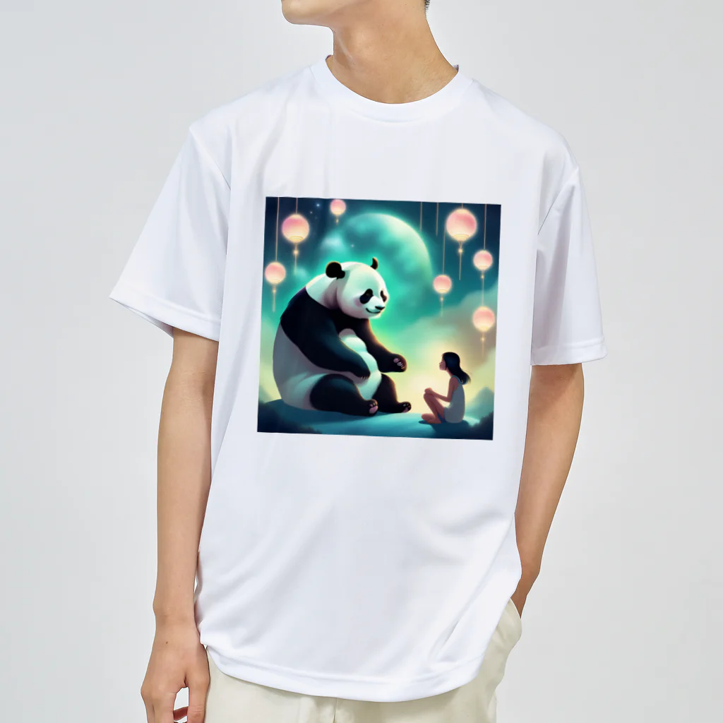 ぱんだ好きの店の月夜のパンダと女の子6 Dry T-Shirt