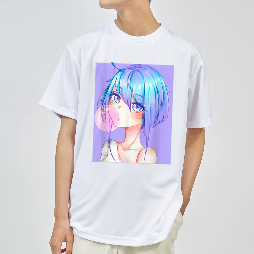 World_Teesのバブルガムを噛むアニメガール 日本の美学 アニメオタク ドライTシャツ