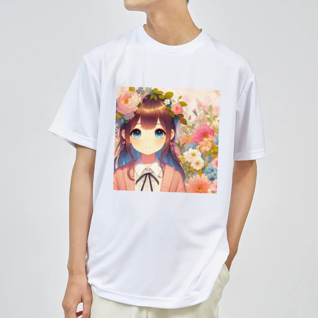 ピクセルパレットの可愛い女の子とお花10 ドライTシャツ