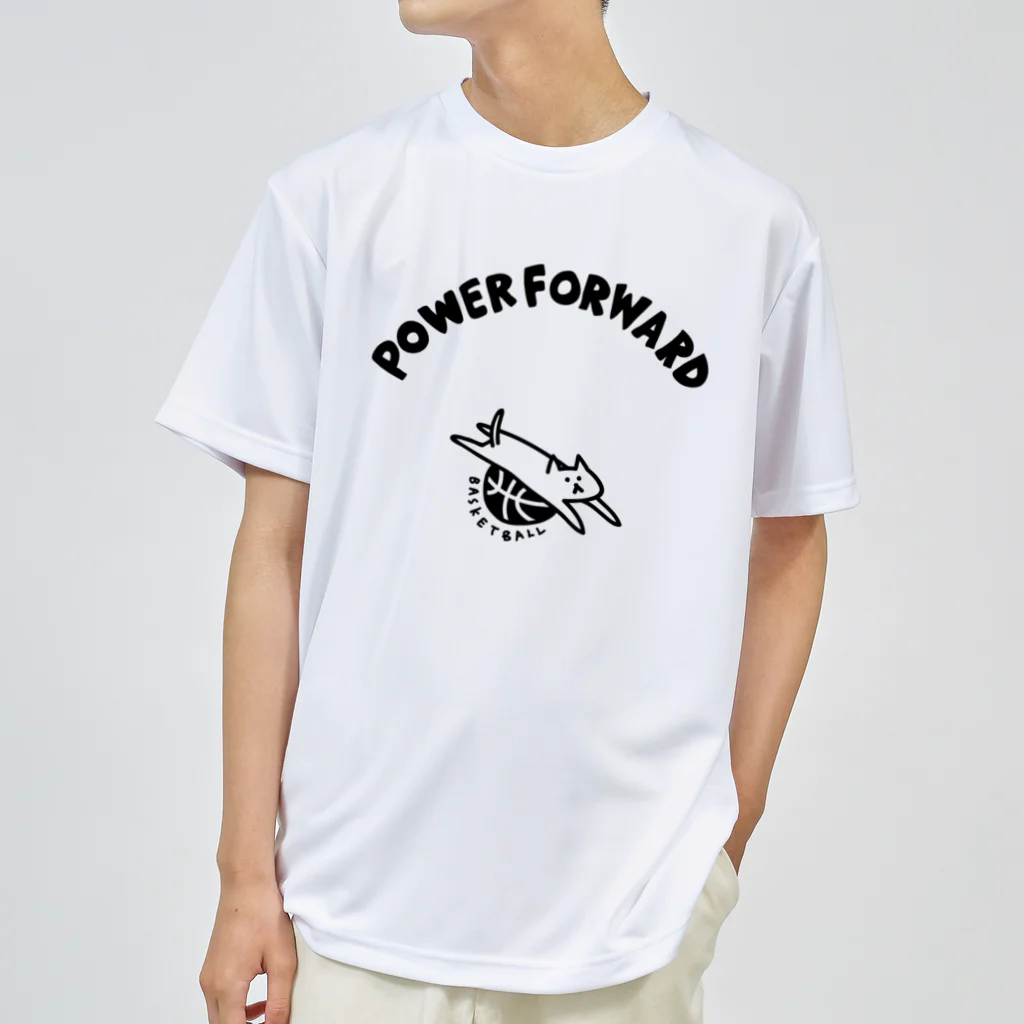 PokuStarのバスケットボール　パワーフォワードなネコ ドライTシャツ