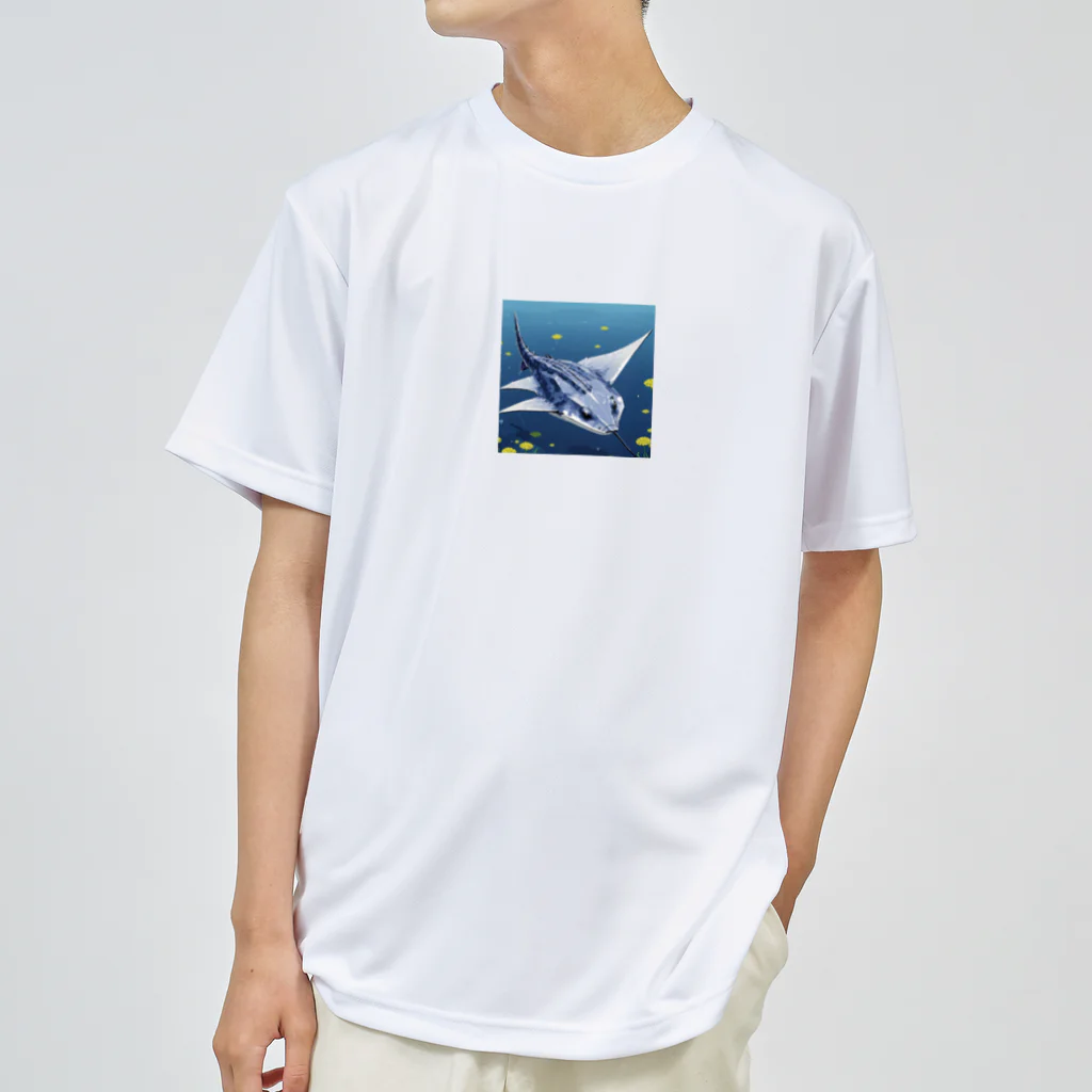 SUZURI56のドット絵ノコギリザメ ドライTシャツ