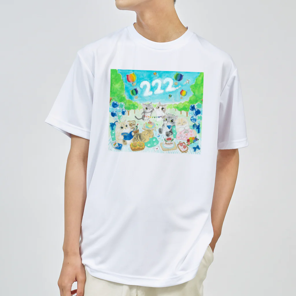 YOKO KOBAYASHIのラチェット♡Happybirthday＆猫の日記念 ドライTシャツ