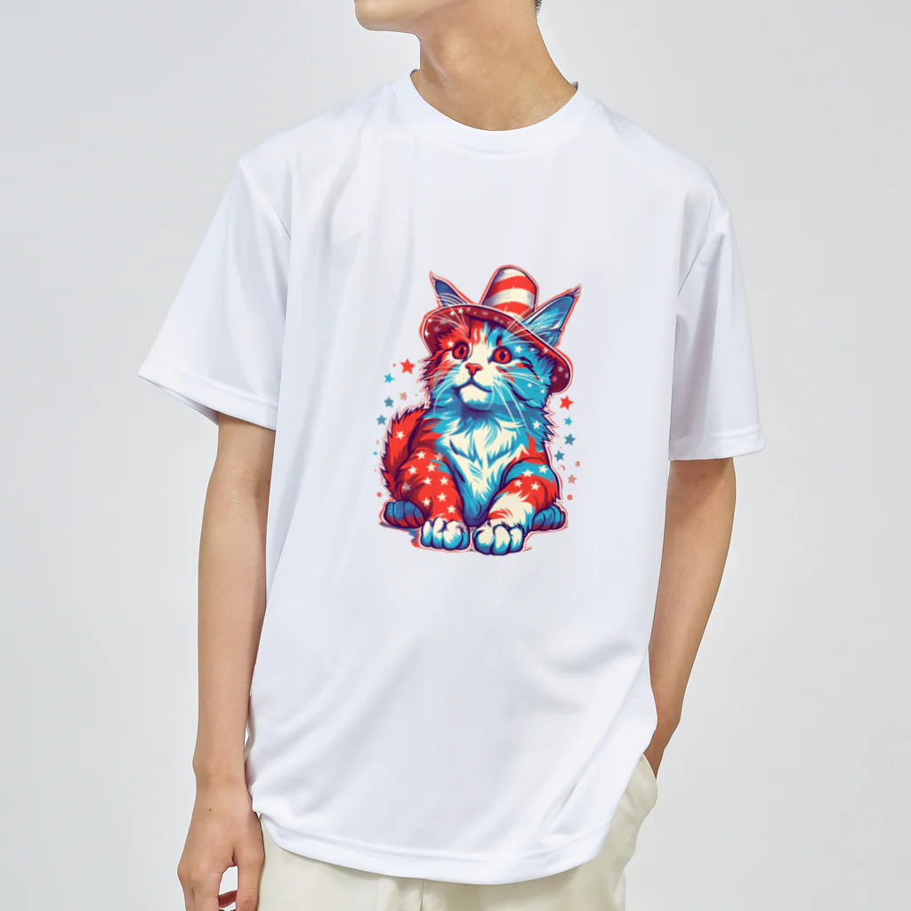伊藤豊大の猫LOVEアメリカ　　 ドライTシャツ