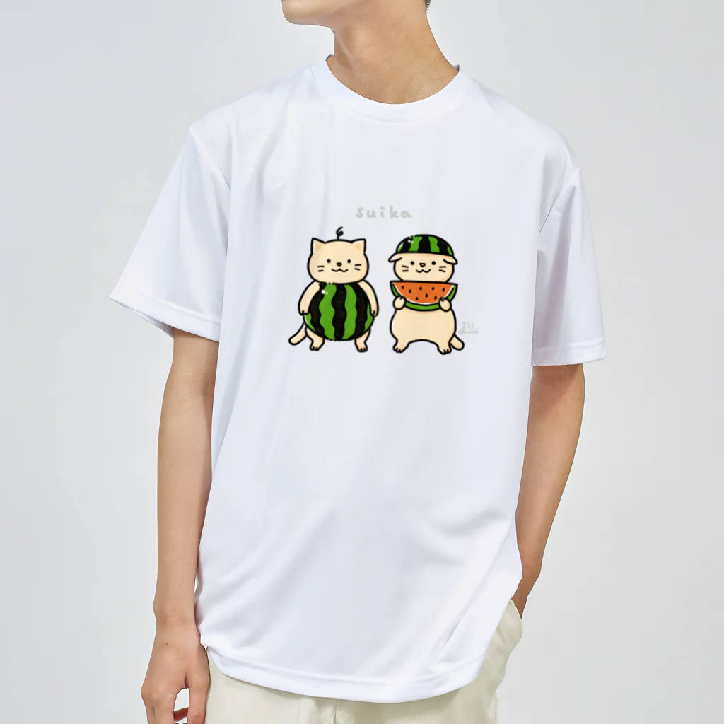 大村イスのスイカにゃんこ Dry T-Shirt