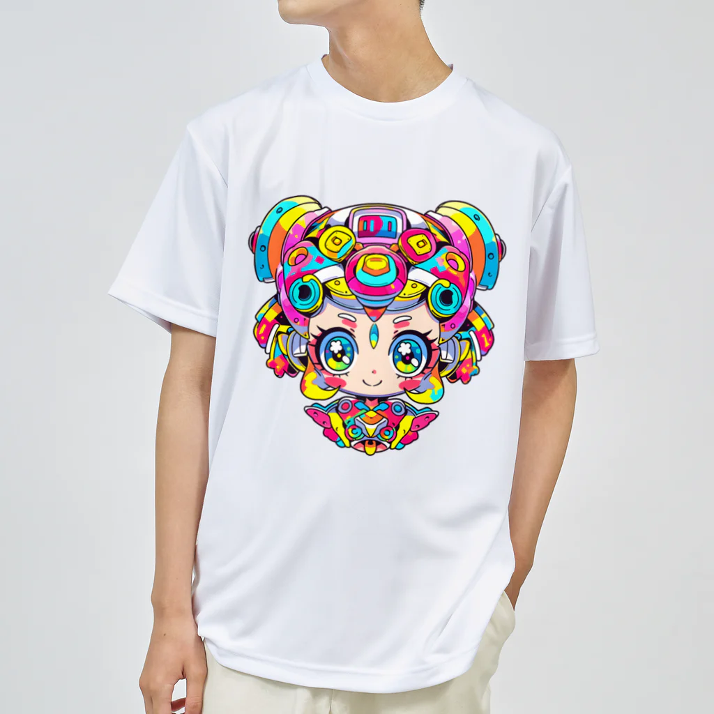 ナオキミのカラフルサイバーパンク少女 ドライTシャツ