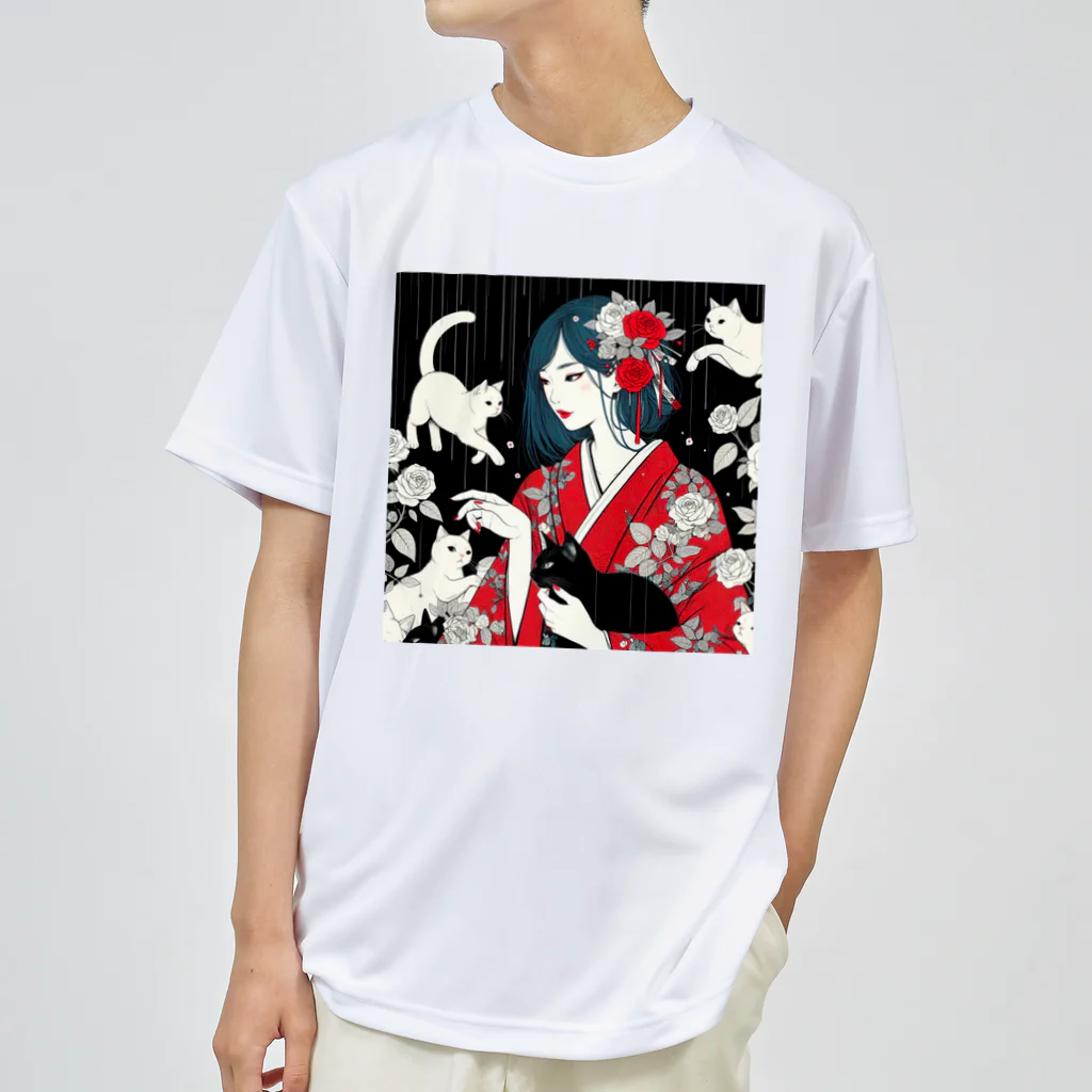 cocoa8877のネコ三昧（黒い空間・浮世絵風） Dry T-Shirt