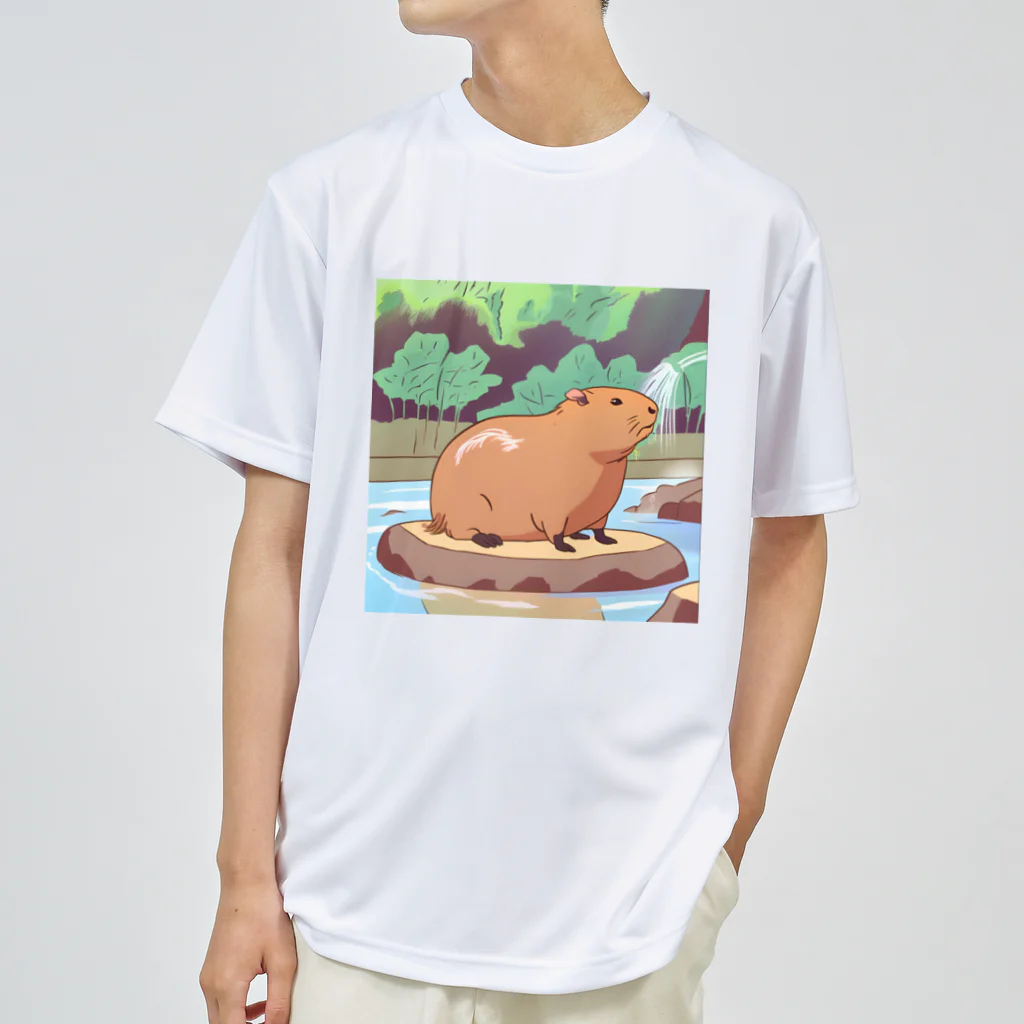 アマサキの癒しのアニメ調カピパラ ドライTシャツ