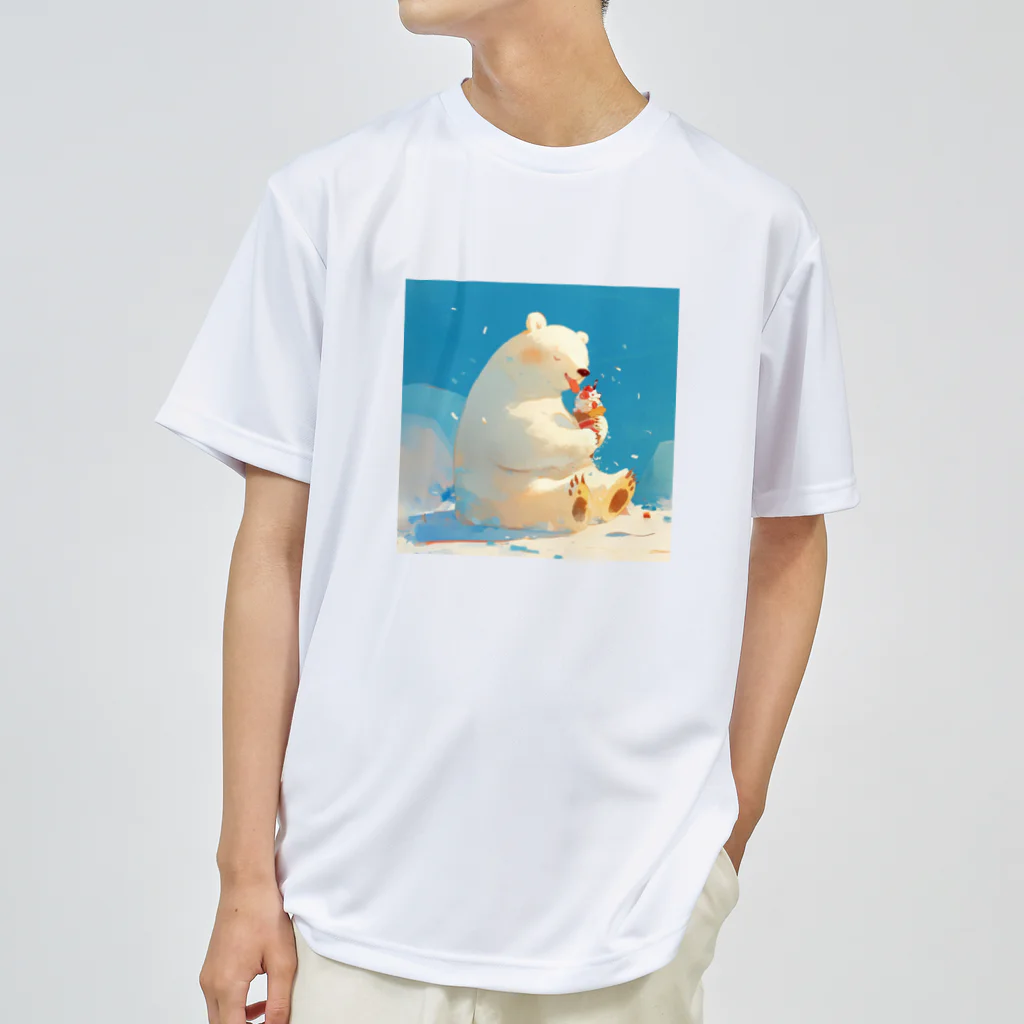 STUDIO OBAKERONのシロクマくんのおやつ ドライTシャツ