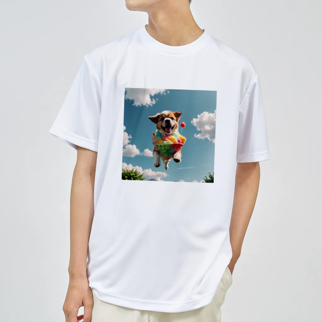 pezupezuの空飛ぶワンダフル犬 ドライTシャツ