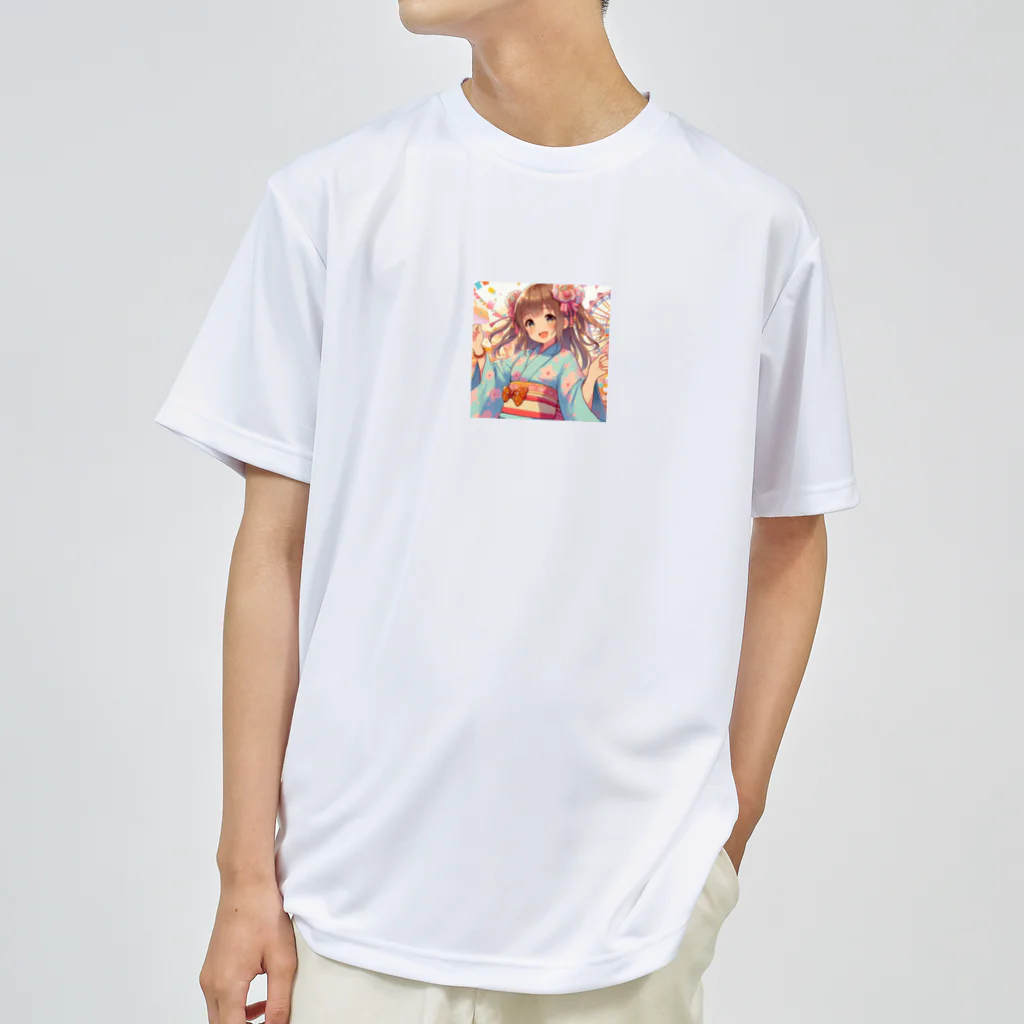 yukatagirlsの元気いっぱいの浴衣姿の女子高生 ドライTシャツ