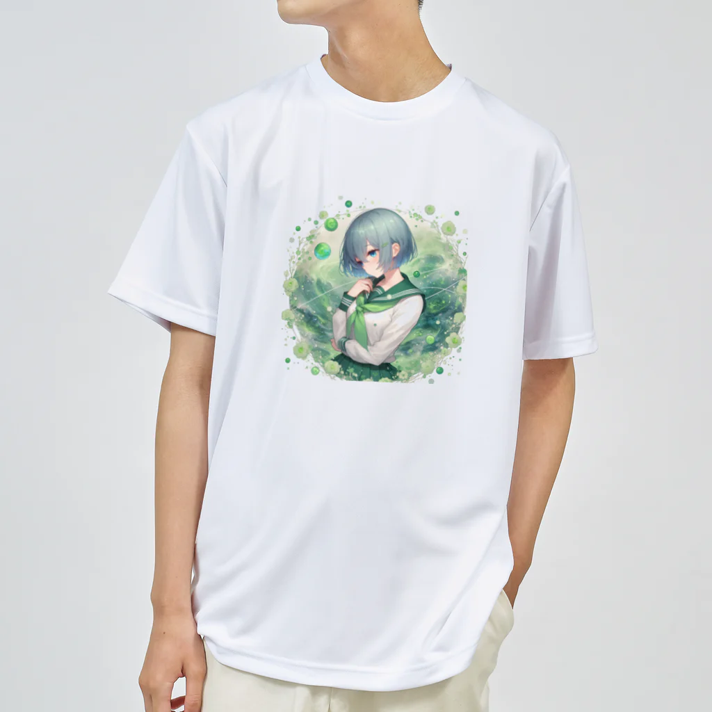 ゆめのかすずめの翠と緑 ドライTシャツ