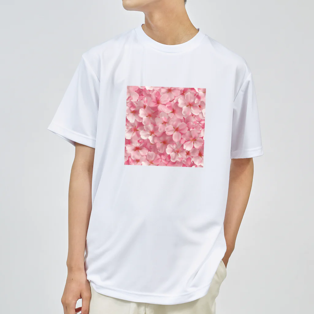 オンラインショップイエローリーフのピンクの花綺麗 ドライTシャツ