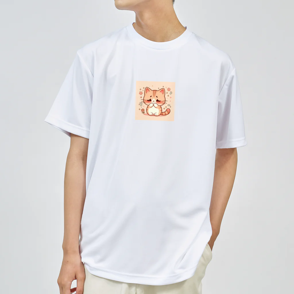 cutycatの恥ずかしがり屋のネコちゃん ドライTシャツ