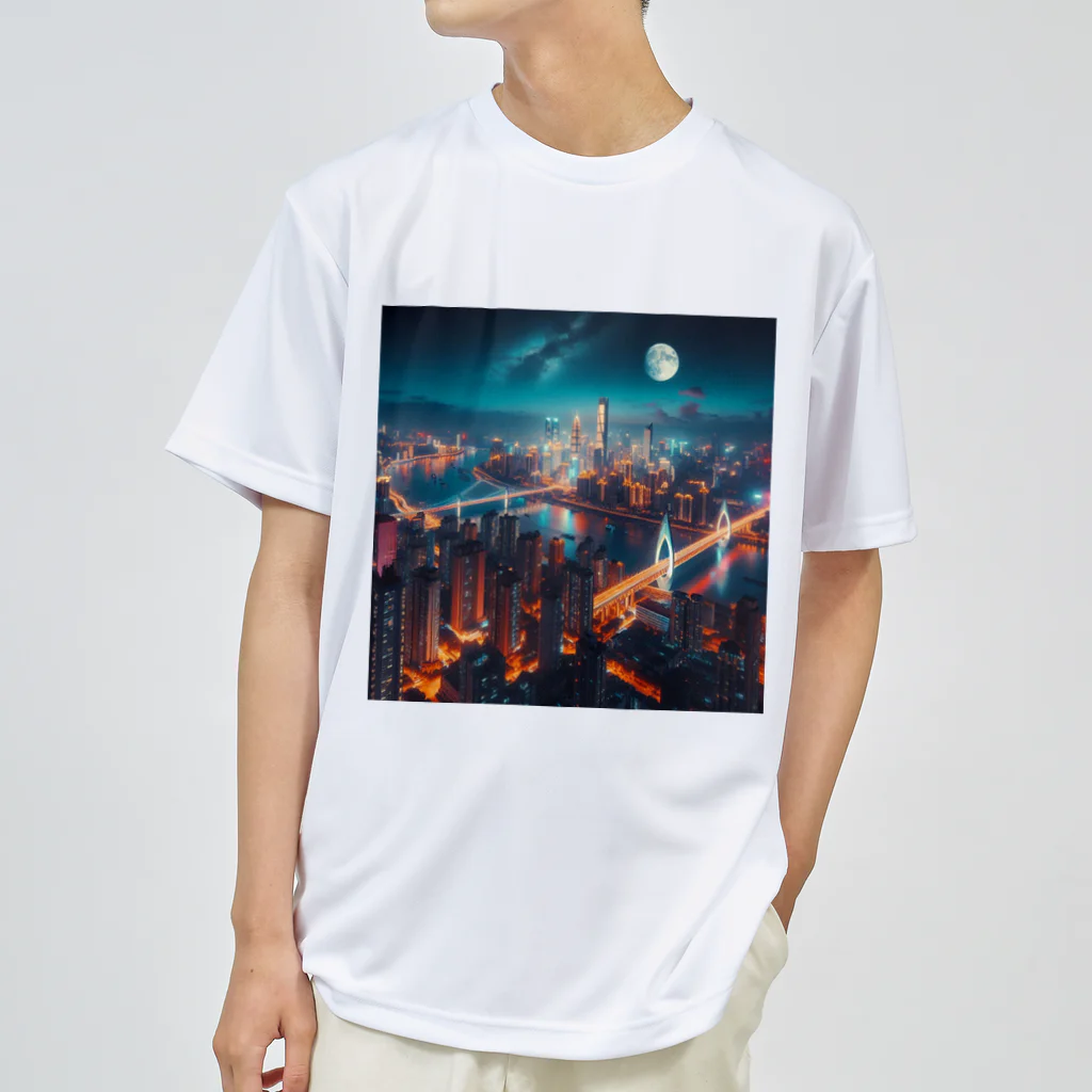 Teesignsの月夜に輝く未来都市 Dry T-Shirt