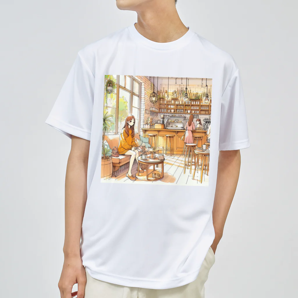 tattat259のカフェでくつろぐ女の子 Dry T-Shirt