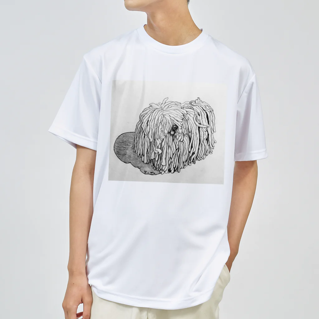 光平洋子のかしこいプーリー犬が振り向いた。puli illustration  Dry T-Shirt