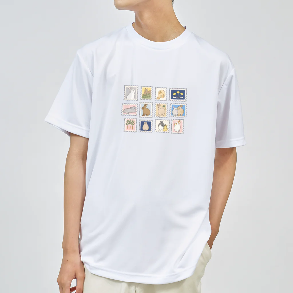 SCHINAKO'Sの切手風うさぎさん Dry T-Shirt