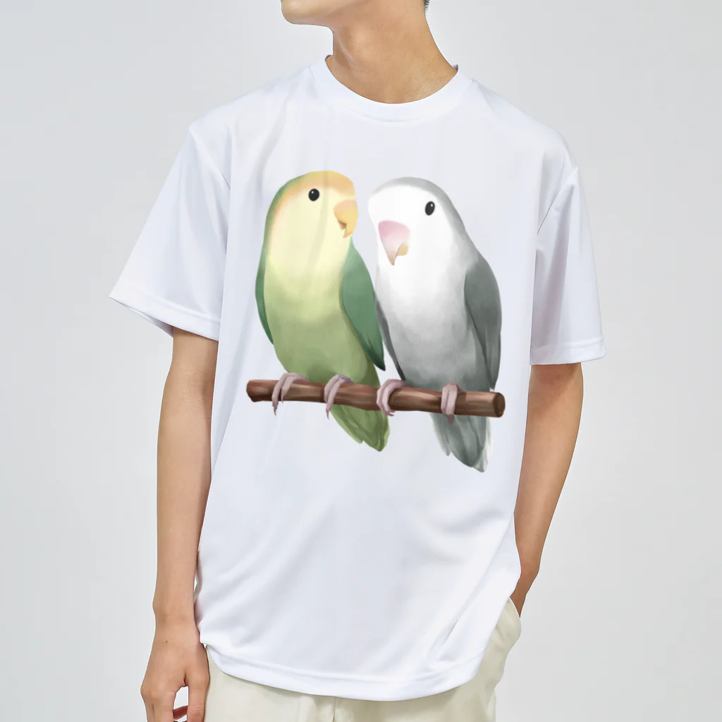 まめるりはことりのコザクラインコ　モーブとオリーブ【まめるりはことり】 ドライTシャツ