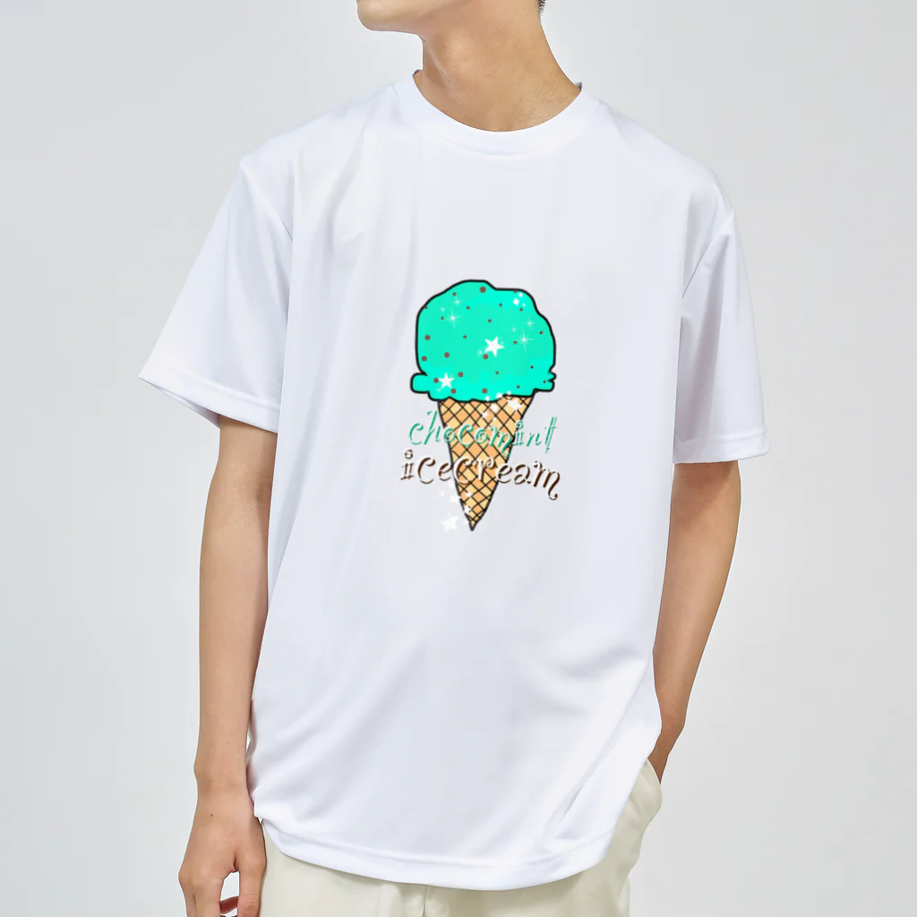 なでしこ@デザインのチョコミントアイスクリーム Dry T-Shirt