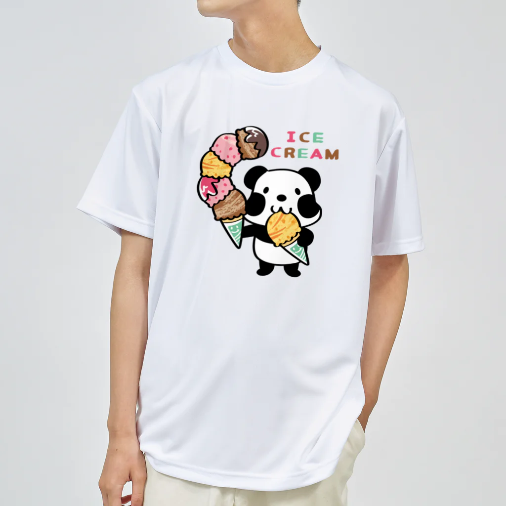 イラスト MONYAAT のCT54ズレぱんだちゃん　アイスを食べよう_bs ドライTシャツ