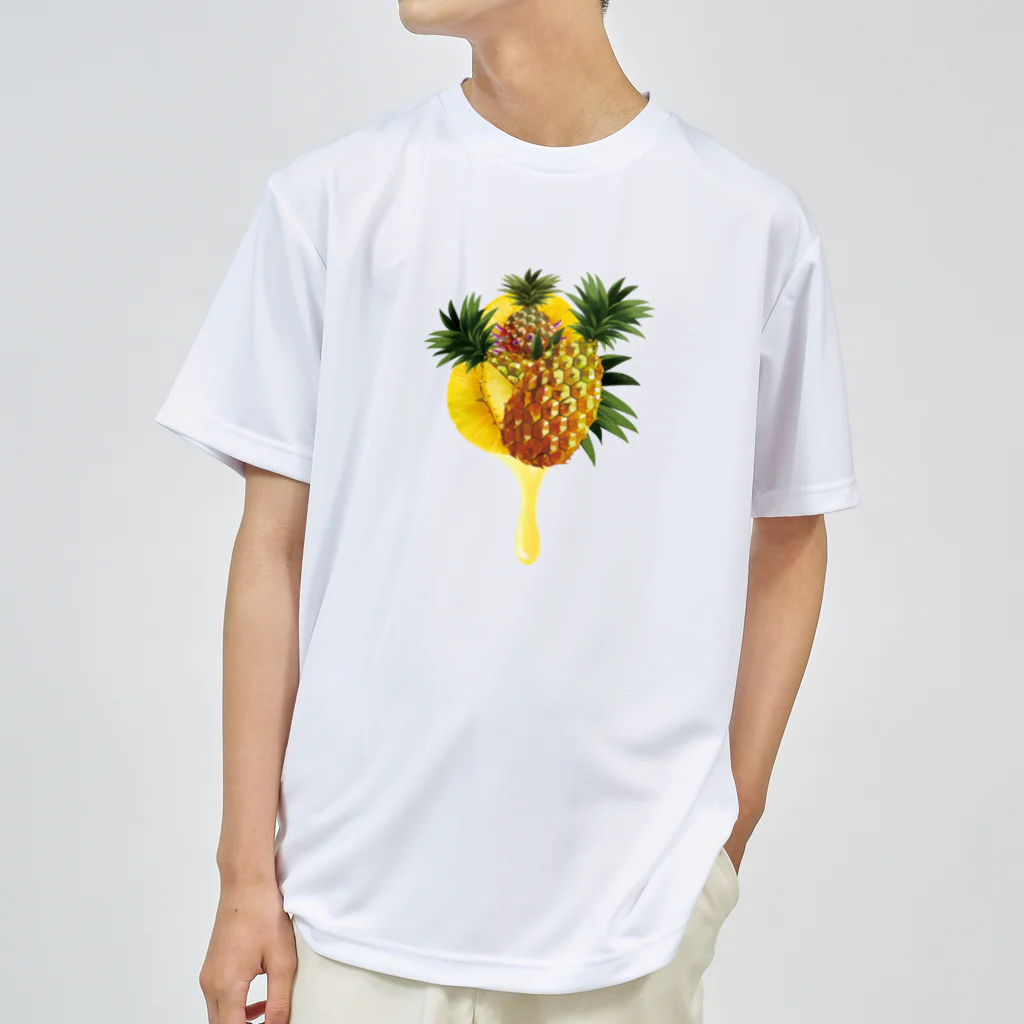 カワウソとフルーツの【forseasons】パイナップル ドライTシャツ