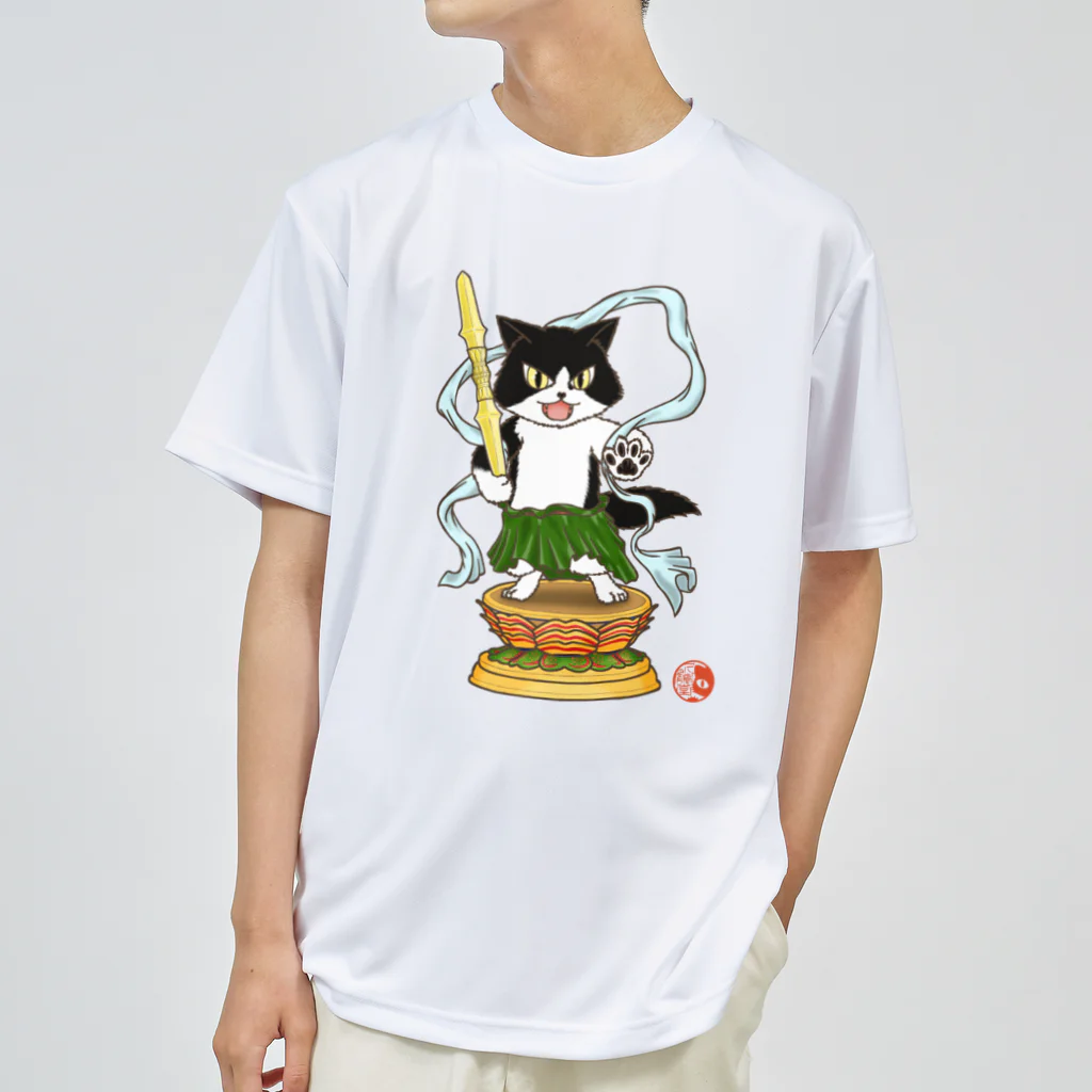 ねこや久鶻堂の金剛猫士像 ドライTシャツ