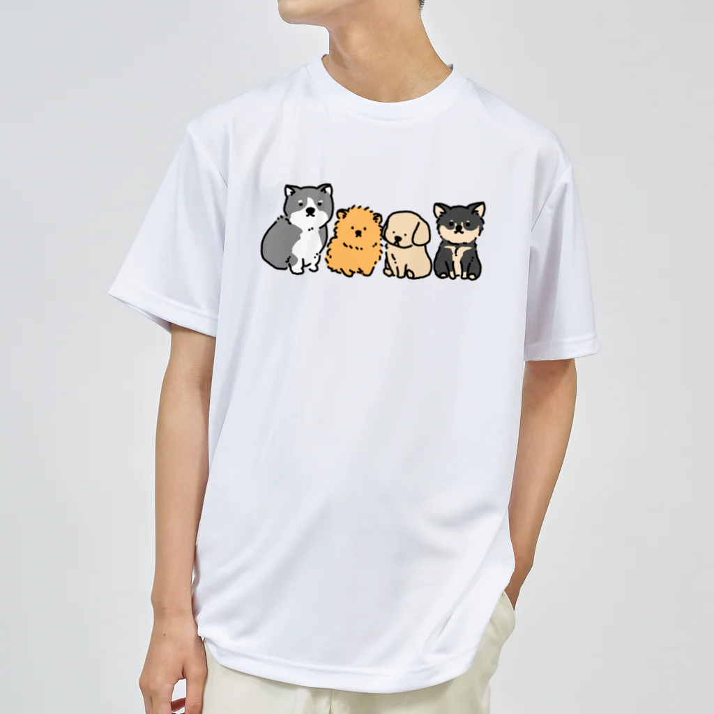 ゆるあにまるの子犬集合　文字無しver ドライTシャツ