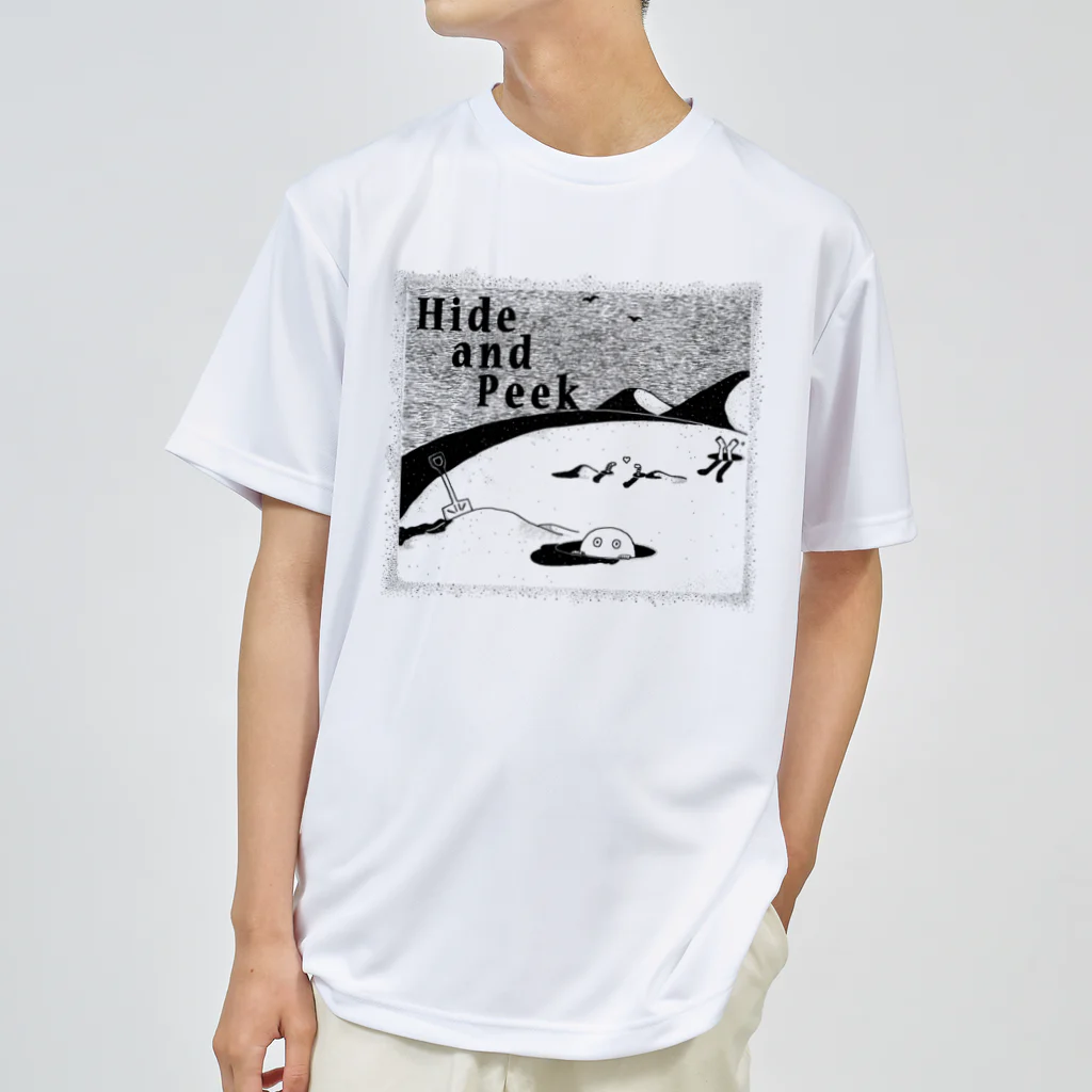 Planet EvansのHide and Peek 穴の中（背景無色） Dry T-Shirt