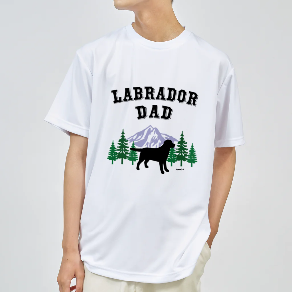 ハッピー・ラブラドールズのLabrador Dad ブラックラブラドール ドライTシャツ