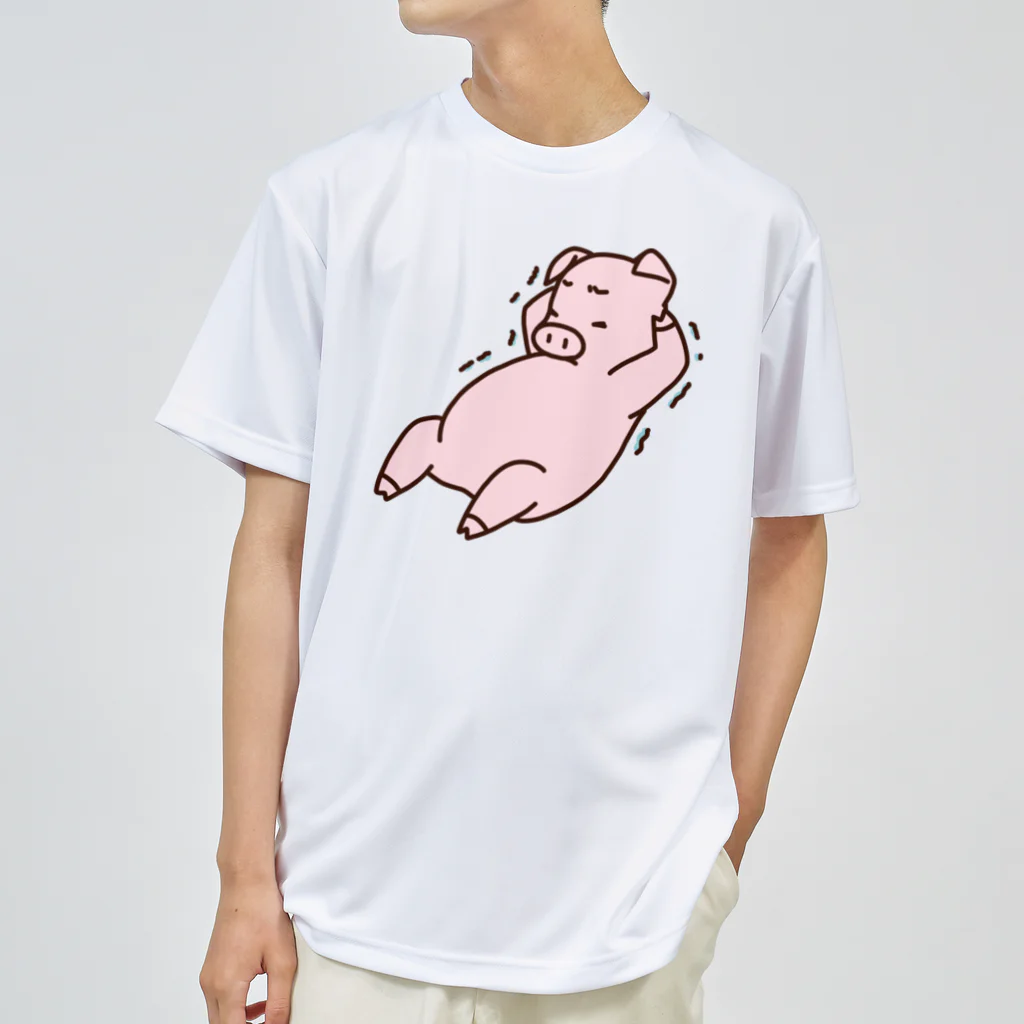 ichomaeの腹筋をするブタ（カラー） ドライTシャツ