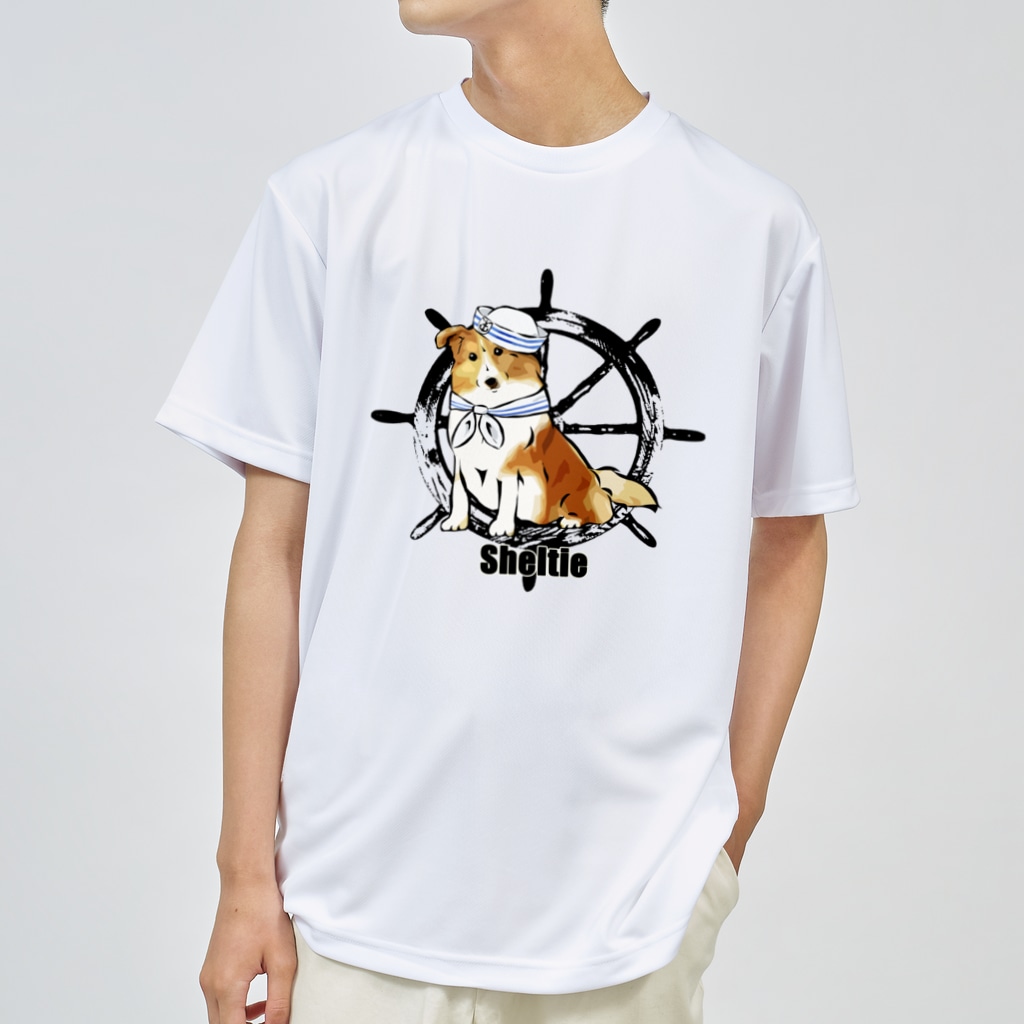 犬グッズの店しえるぶるーのマリンだワン　シェルティー Dry T-Shirt