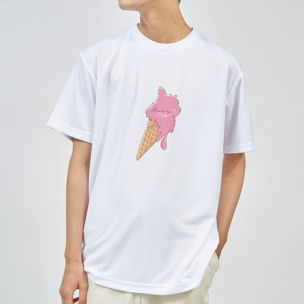 BeArtSuzumaruのいちごアイスNeko  ドライTシャツ