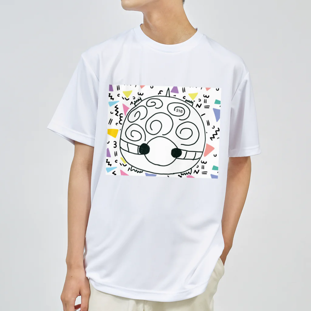 316(MIHIRO)のまん丸かめちゃんの渦巻 Dry T-Shirt