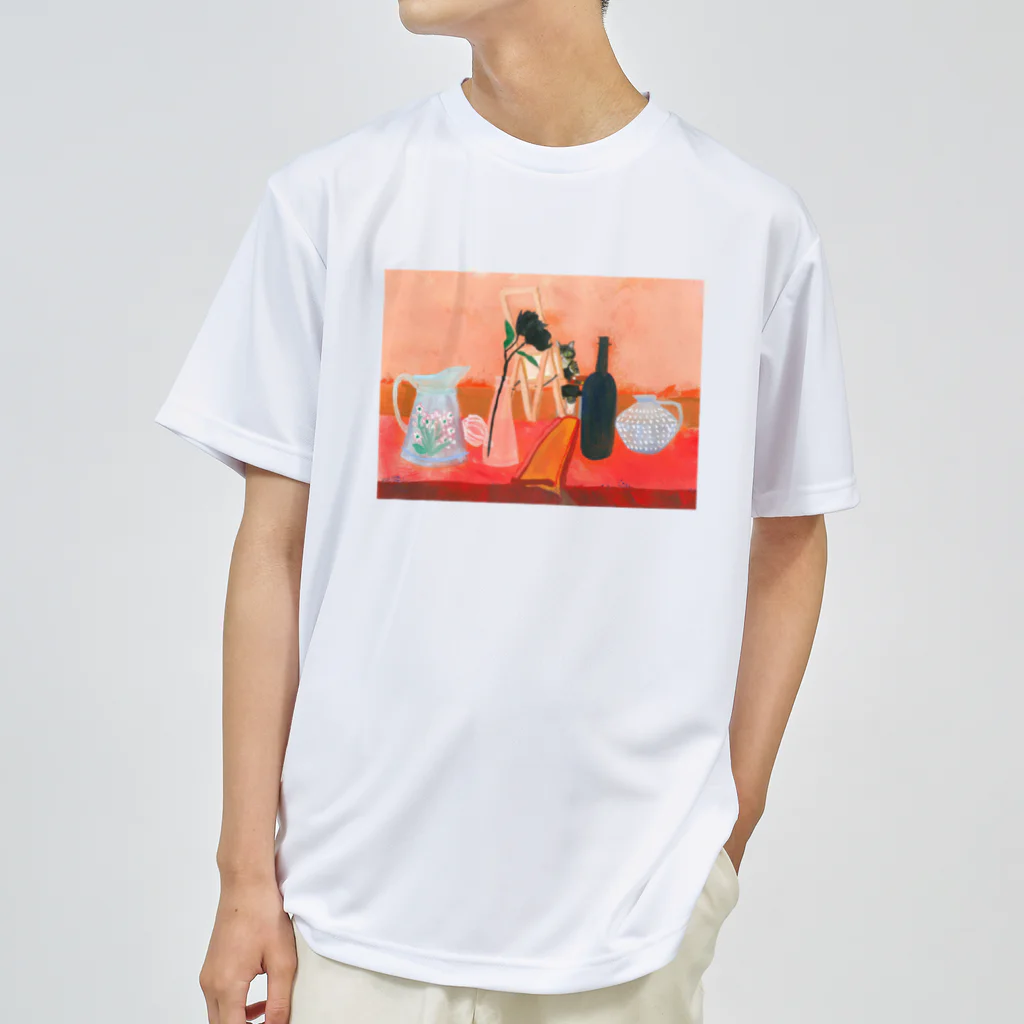 Yuhki | おばけのゆうき 公式オンラインショップ　【ちぎり絵・貼り絵のTシャツ・パーカー・スマホケース・バッグ・日用品・雑貨・文具・ドッグTシャツなど販売中】の油絵を描く猫 ドライTシャツ