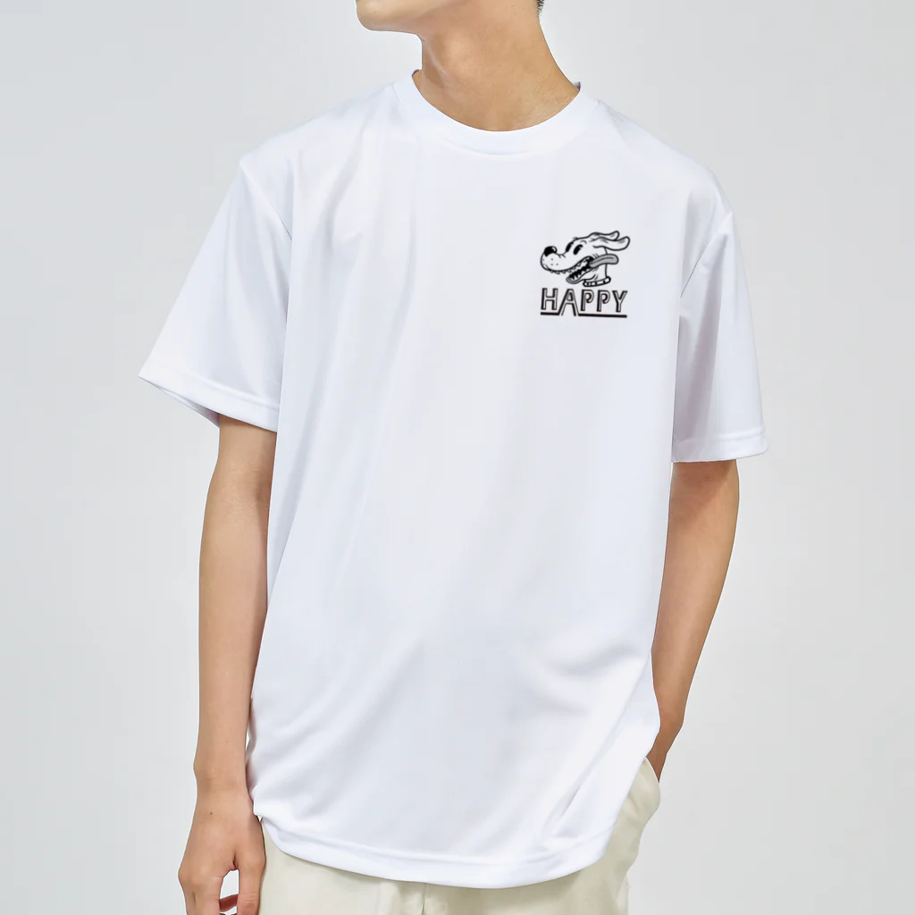 nidan-illustrationのhappy dog -JET- (black ink) Dry T-Shirt