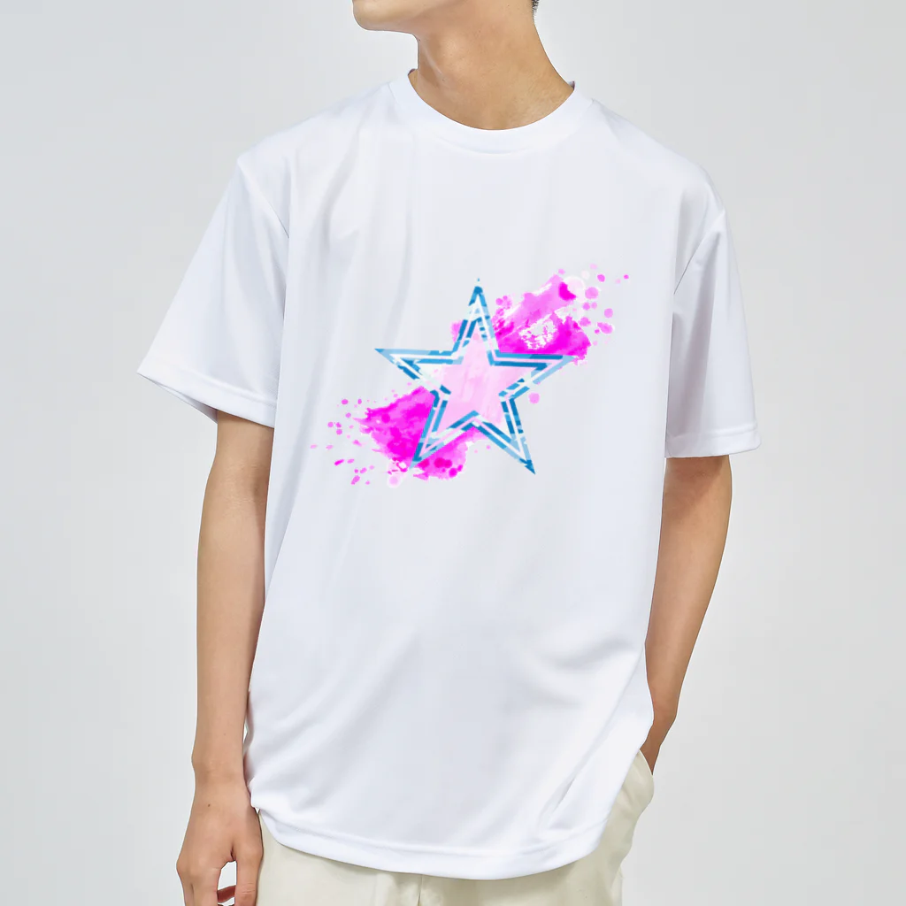 STAR CAIDOZのブルーカモフラージュ⭐︎STAR×ピンク Dry T-Shirt