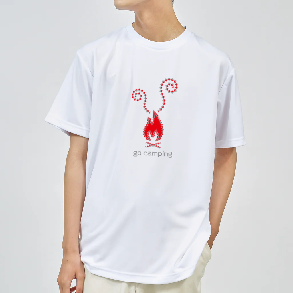 go campingの焚き火（red） ドライTシャツ