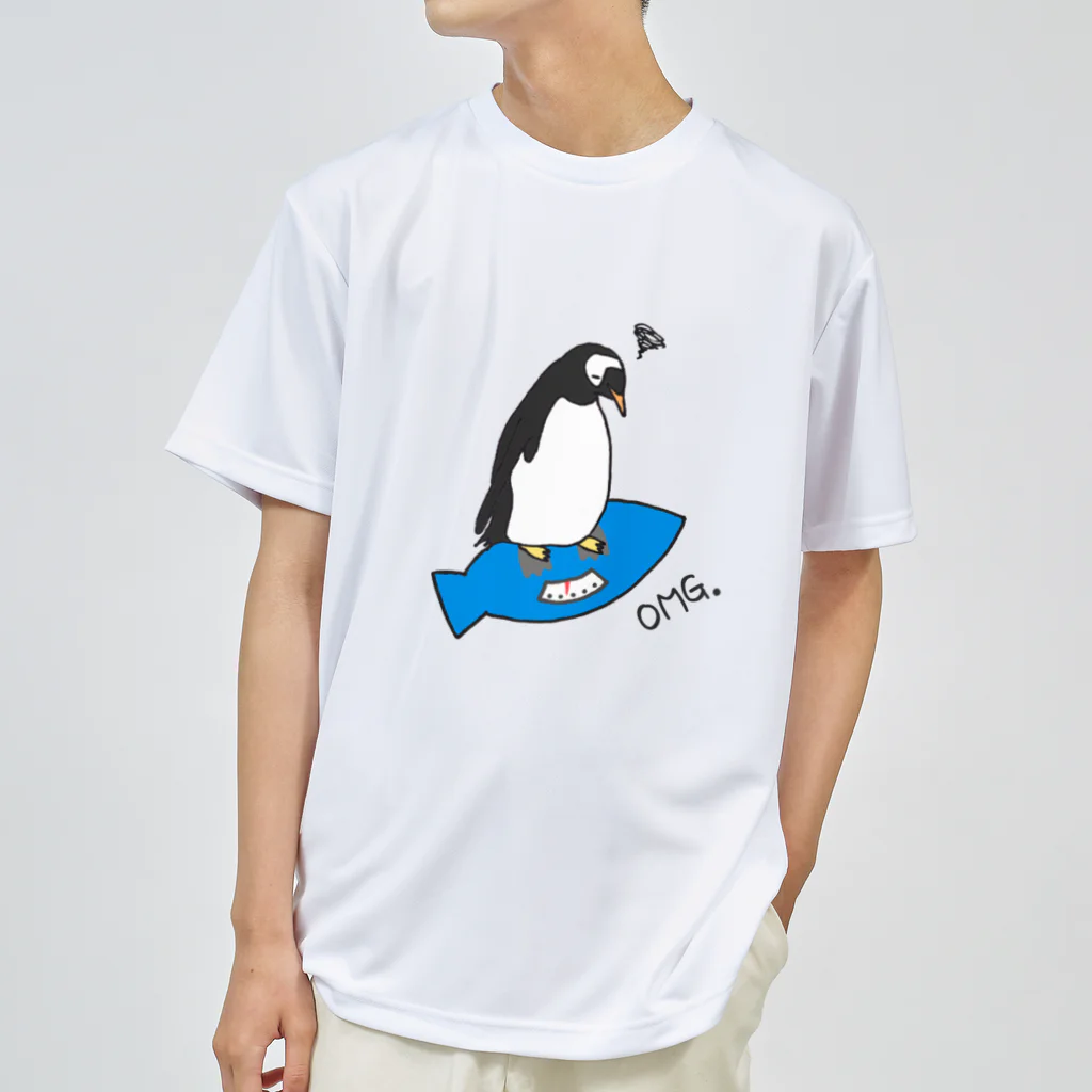 ゆずぽんずの体重を気にするペンギン ドライTシャツ