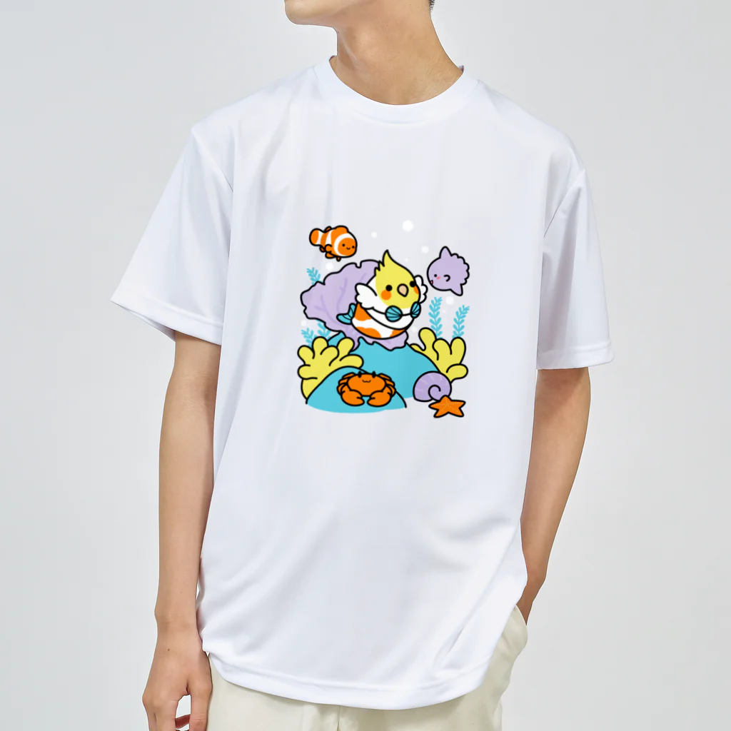 Cody the LovebirdのChubby Bird サンゴ礁を守ろう！　オカメインコと海のお友達 ドライTシャツ